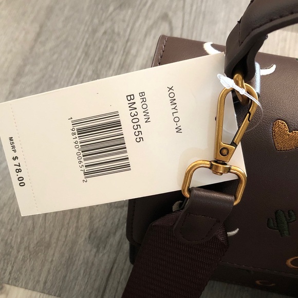 Betsey Johnson Brown Embroidered Western Icons Top Handle Crossbody Bag  NWT - Picture 5 of 16